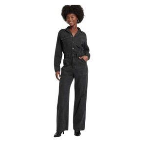 NEW Universal Thread Women's Utility Jumpsuit 10 Black Denim Long Sleeve 1674